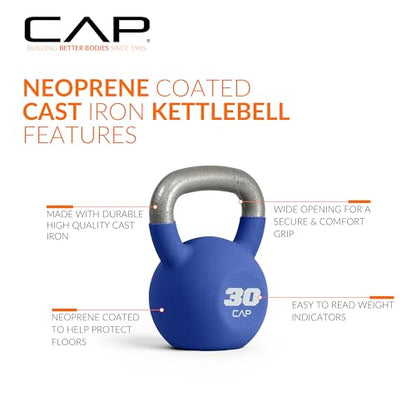 CAP Neoprene Coated Kettlebells - Multiple Sizes - size: 30 pounds
