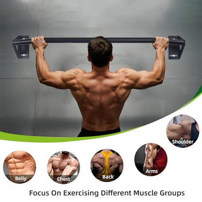 Wall Mounted Pull Up Bar Doorway, Heavy Duty Strength Training Pull-Up & Chin Up Bars for Doorframe, Support Beam or Joist Mount Thick Metal Sturdy Construction Support 500 lbs