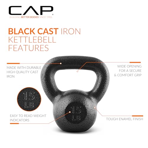CAP Barbell Cast Iron Kettlebell - Singles and Sets, Multiple Weight Choices - size: 15.0 Pounds