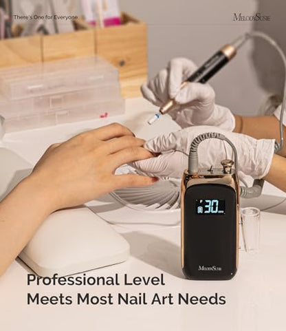 MelodySusie Entry-Level Clip-On Vintage-Style Nail Drill, SC320C 30000RPM Rechargeable E-File for All Manicure Shaping & Gel Removal, Perfect for Training, Nail Art Practice & Home Use