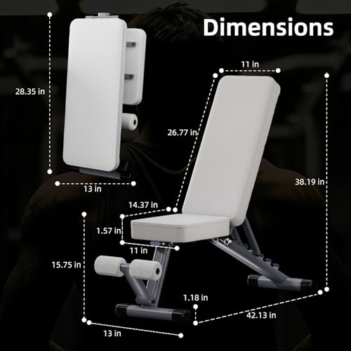 Adjustable Weight Bench for Home Gym, Stable Folding Workout Bench for Dumbbell & Full Body Strength Training
