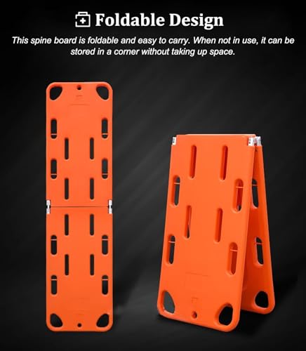 Foldable Plastic Spine Board Stretcher for Lifesaving Rescue, Water-Resistant Backboard, 350Lb Capacity, Durable PE 2-Fold Design for Emergency Response - color: 2-folds