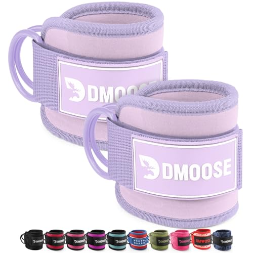 DMoose Fitness Ankle Strap for Cable Machine - One Size Fit with Premium Padding Cuffs, Ankle Bands for Working Out, Booty Workouts, Leg Extension, Hip Abductors, Kickbacks & Lower Body Exercises - color: Lilac Purple - Pair