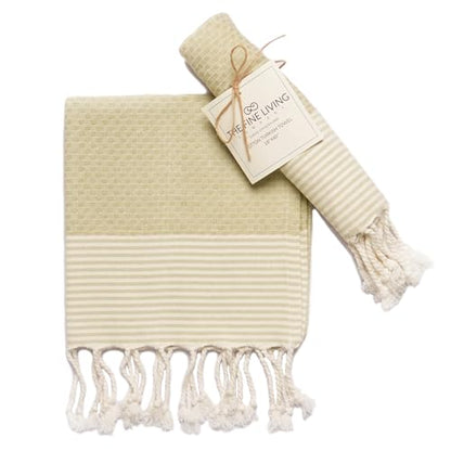 TFLC Turkish Cotton Kitchen & Bath Towels, Set of 2, 40x18”, Sage Green - color: Sage Green, size: 40x18" - Set of 2