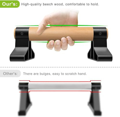 SELEWARE Wood Push Up Bars Steel Calisthenic Parallette Bars Handstand Bars - color: A: Wood Grip (10"L x 4"H)