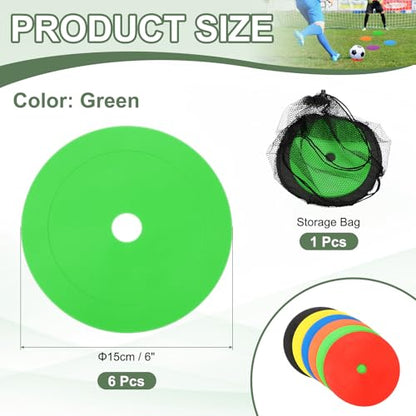 Flat Cones Spot Markers, Non-Slip Spot Marker Agility Dot Soccer Cones with Drawstring Bags - color: Green