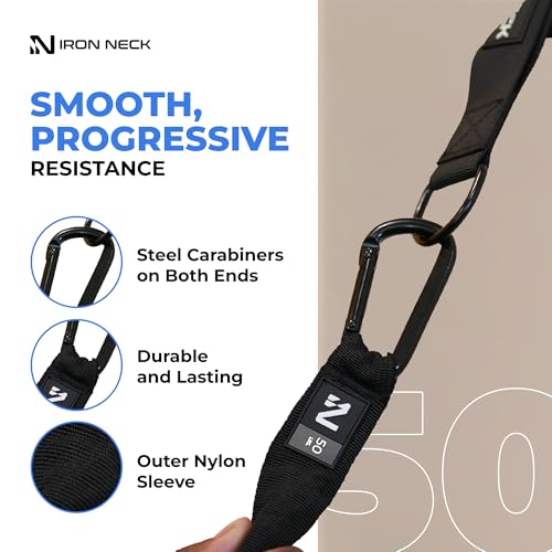 Resistance Band, Durable Exercise Band with Steel Carabiners for Neck Training, Strength Workouts, Stretching, and Rehab - style: 50lb