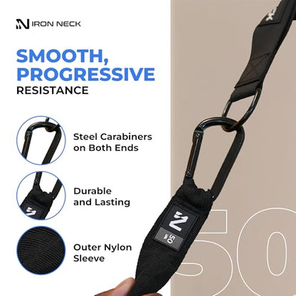Resistance Band, Durable Exercise Band with Steel Carabiners for Neck Training, Strength Workouts, Stretching, and Rehab - style: 50lb