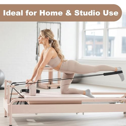 Pilates Reformer Replacement Ropes (2 Pack), 110” Extra Long 8mm Nylon Rope with Metal Grommet, Heavy Duty Low-Noise Pulley Rope for Reformer, Tower & Cadillac-Style Equipment - color: strap only