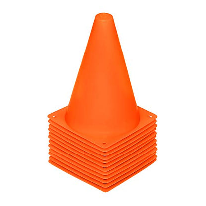 7.5 Inch Plastic Sport Training Traffic Cone (Set of 12, Orange)