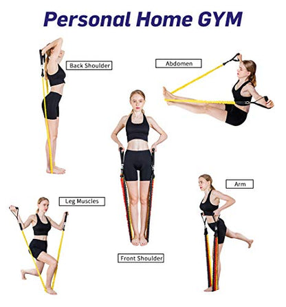 Resistance Band Kit with Heavy Duty Protective Sleeves for Safe Workout and Soft Anti-Slip Foam Handle, Door Anchor, Ankle Strap for Men and Women Stackable