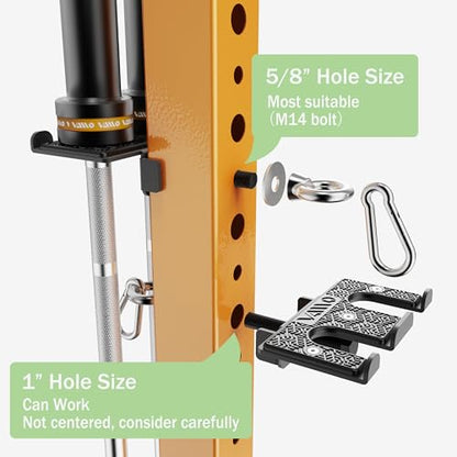 VAIIO 2-in-1 Olympic Barbell Holder and Resistance Band Anchor for Power Racks, Fits 5/8"-1" Holes, Heavy Duty Steel Bar Storage Hanger with Protective Padding