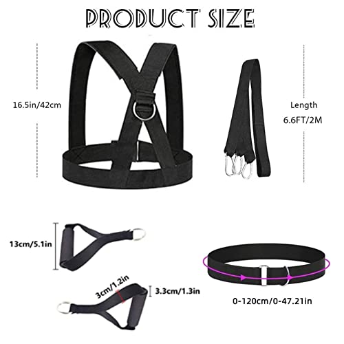Weight Sled Harness Set, 5 PCS Pulling Strap for Running, Speed Power Agility Training Full Body Workout Football Exercise Equipment for Outdoor Men and Women 6.6FT