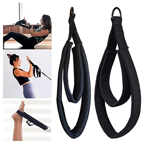 2Pcs Pilates Double Loop Straps Feet Fitness Equipment Straps Double Padded Pilates D-Ring Loops Yoga Double Loop Straps Handle Straps Pilates Reformer Accessories for Home Gym Workout