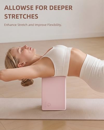 Gruper Yoga Blocks 2 Pack, 9"x6"x3" Exercise Blocks High-Density EVA Foam Blocks with Soft Non-Slip Surface, Lightweight Yoga Props for Yoga Pilates Meditation & Stretching - color: Light Pink