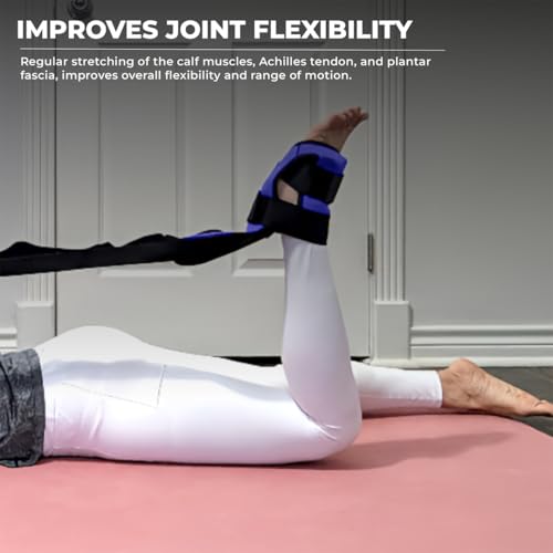 Foot and Calf Stretcher - Stretching Strap for Plantar Fasciitis, Achilles Tendonitis, Heel Spurs, Foot Drop, & Hamstring, Versatile Stretch Strap Used as Leg stretcher, Hamstring Stretcher and Foot Stretcher
