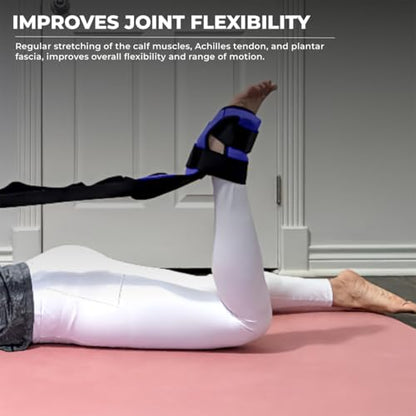 Foot and Calf Stretcher - Stretching Strap for Plantar Fasciitis, Achilles Tendonitis, Heel Spurs, Foot Drop, & Hamstring, Versatile Stretch Strap Used as Leg stretcher, Hamstring Stretcher and Foot Stretcher