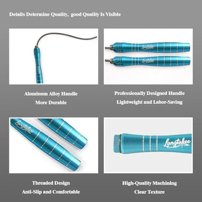 LANGETUKEE Speed Jump Rope - Professional Aluminum Alloy Skipping Rope with 360° Bearings - Adjustable 4mm Steel Cable for Double Unders, Boxing, MMA, HIIT & Cardio Training - Anti-Slip Grip