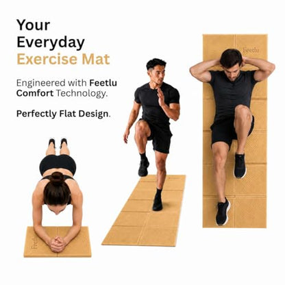 Foldable Yoga Mat, 72" x 24", 6mm Thick, Lightweight & Non-Slip - color: Yellow