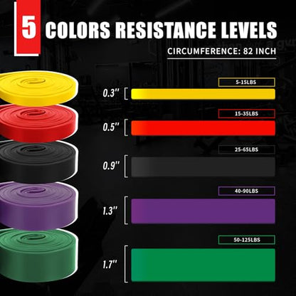 Professional Resistance Bands, Pull Up Assistance Bands Set with Door Anchor, Exercise Workout Bands for Working Out, Body Stretching, Fitness, Physical Therapy, Muscle Training for Men & Women