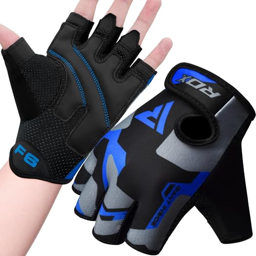RDX Weight Lifting Gloves Women Fitness Workout, Anti Slip Padded Palm Grip Protection, Elasticated Breathable, Powerlifting Gym Bodybuilding Strength Training, Half Finger, Cycling Calisthenics - color: Blue, size: Small