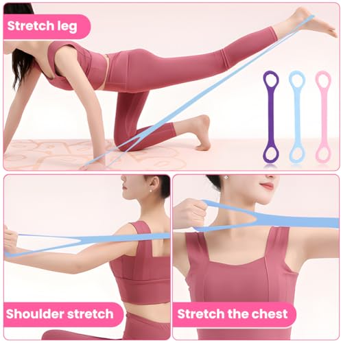 Figure 8 Fitness Resistance Band, 3pcs Arm Back Shoulder Exercise Bands Training Elastic Ropes for Working Out, Exercise Equipment for Physical Therapy,Yoga,Pilates, Stretching