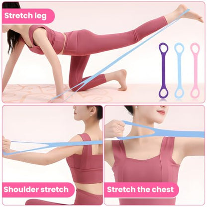 Figure 8 Fitness Resistance Band, 3pcs Arm Back Shoulder Exercise Bands Training Elastic Ropes for Working Out, Exercise Equipment for Physical Therapy,Yoga,Pilates, Stretching