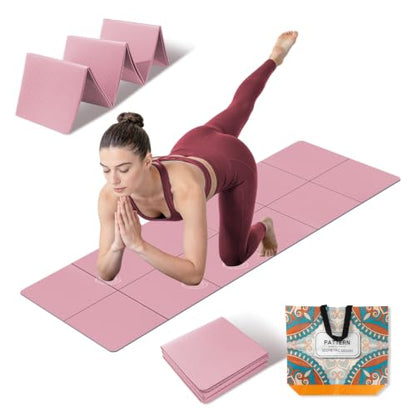 Foldable Yoga Mat Thick Non-Slip Exercise Mat - color: pink