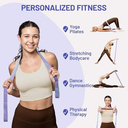 Stretch Strap, Multi-Loop for Physical Therapy,Elastic Yoga Stretching Strap for Dance,Yoga, Pilates & Gymnastics Exercise, Ballet Stretching Band for Flexibility, Leg Stretching - color: Purple