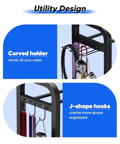 Adjustable Dumbbell Rack, Weight Storage Stand Holder for Dumbbells & Kettlebells, Heavy-Duty Home Gym Organizer with 6 Hook for Home Gym Equipment Accessories (Rack Only)