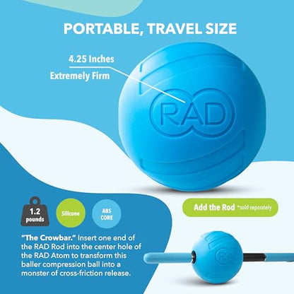 RAD Atom – Extra Firm Yoga Deep Tissue Massage Ball – Myofascial Release Ball for Back Pain, Shoulders, Glutes, Hamstrings, Traps & Pecs – Trigger Point & Mobility Therapy