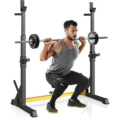 Arlopu Squat Rack Stand, Bench Press Rack, Barbell Rack, Adjustable Dumbbell Rack, Multi-Function Weight Lifting Home Gym, Fitness Exercise Equipment with Storages, Strength Training, for Beginners and Professional Use, 570lbs
