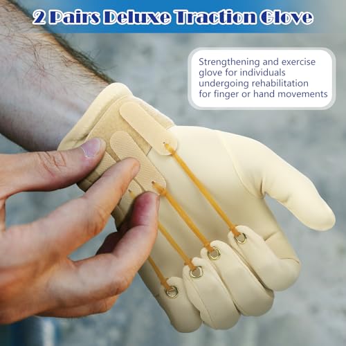 2 Pair Traction Exercise Glove Hand Finger Strengthening Thumb Flexion Physical Therapy Glove for Increasing Strength - color: Brown, size: X/ XL