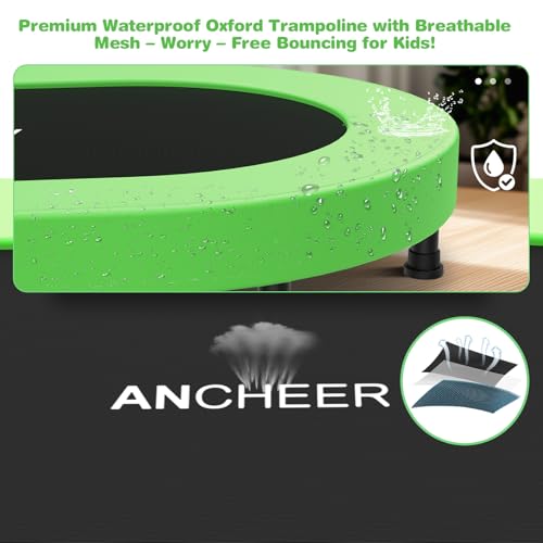 ANCHEER Trampoline, Mini Trampoline with Adjustable Handle -Indoor/Outdoor Rebounder for Kids & Toddlers, 56'' Safe Oval Fitness Trampoline with Bar for Home Fun