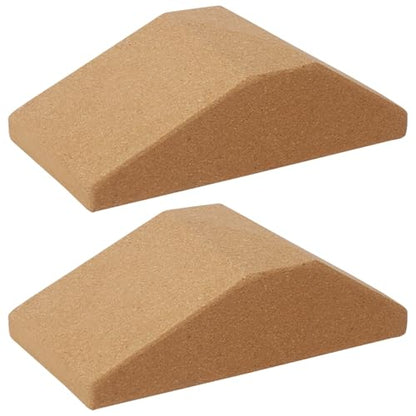 Set of 2 Cork Yoga Wedge Blocks, Non-Slip High-Density Supportive Blocks for Wrist Relief, Ergonomic Triangle Design for Squats & Myofascial Release