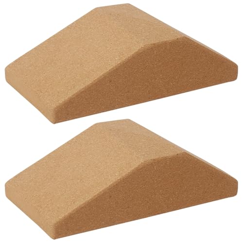2 Yoga Wedge Blocks - Cork Design for Wrist Support and Non-Slip Grip, Ergonomic for Squats & Myofascial Release