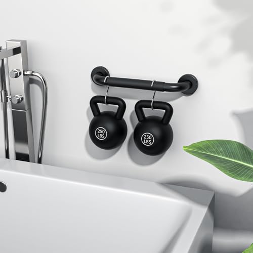 2 Pack 12 Inch Black Shower Grab Bar w/Anti Slip Rubber Grip,ZUEXT Stainless Steel Bath Grab Bar,Bathroom Balance Bar,Wall Mount Safety Handrail Support,Handicap Injury Elderly Senior Assist Handle