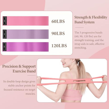 Pink Pilates Ring Kit with 14 inch Magic Circle & Foam Roller, Ergonomic Home Workout Equipment Set, Full Essentials for Women Beginners - Includes Exercise Guide & Storage Bag