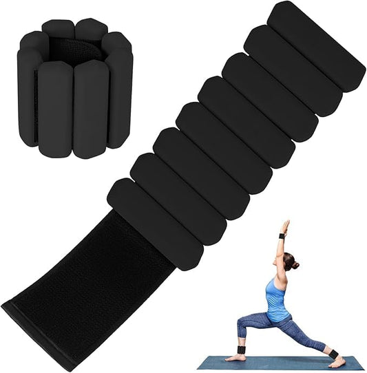 Wrist and Ankle Weights for Women and Men, Adjustable Silicone Fitness Bangles, 2lb/4lb Wearable Arm & Leg Weights for Yoga, Pilates, Barre, Walking, Running, Gym, Strength Training - color: Black, size: 4 lb (2lb each ) per set