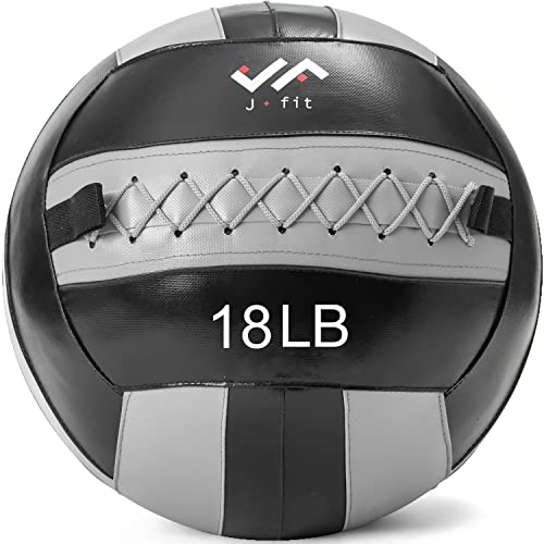 JFit Wall Ball – Premium Soft Weighted Exercise Ball for Strength, Conditioning, Gym & Home Workouts, 4-30 LB - color: Gray/Black, style: 18-Pound