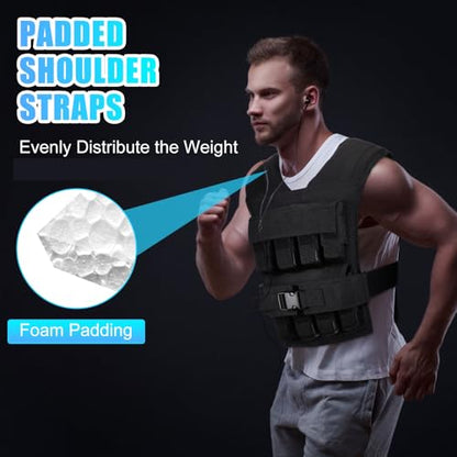 35lbs Adjustable Weighted Vest for Men - Iron Weighted Vest for Strength Training, Running, Exercise, Muscle Building & Weight Loss