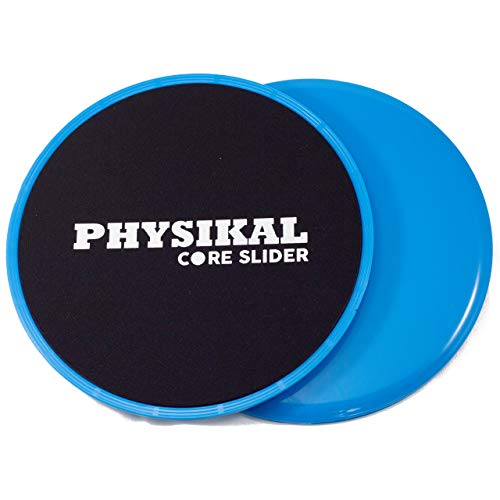PHYSIKAL Exercise Core Sliders, Double-Sided use on Carpet, Hardwood Floors and on Any Surface. Full Body Workout. Compact for Travel or Home Abdominal Exercise Equipment