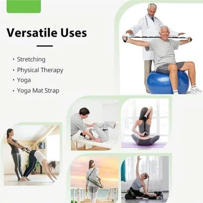 10 Loops Stretching Strap Yoga Strap for Home Workout, Exercise, Pilates and Gymnastics, Non-Elastic Stretch Bands for Women & Men - color: Purple