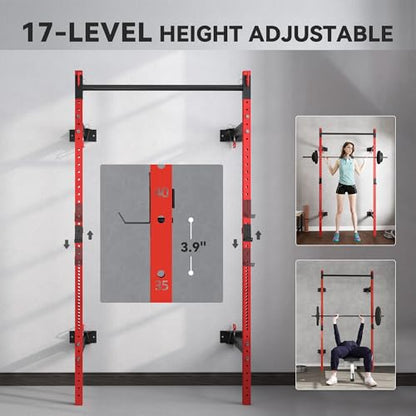 Soozier Adjustable Weight Bench with Dumbbell Rack Wooden Gym - color: Red