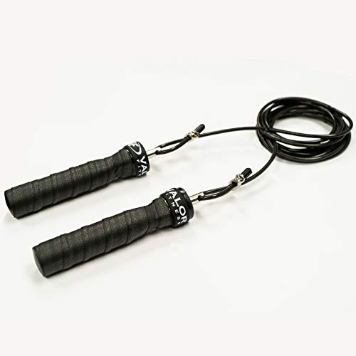 Valor Fitness Adjustable Speed Rope - Speed Jump Rope with Ball Bearings and Non-Kinking Cable – Ideal for Cross Training and Other High Intensity Workouts with Skipping Rope - style: 4.0mm Cable