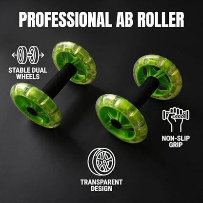 Exercise Roller Ab Exercise Abdominal Roller Wheel Dumbbell, Stable Abdominal Exercise Roller for Abs, Core Strength, Arms & Back, Portable Fitness Trainer for Men & Women