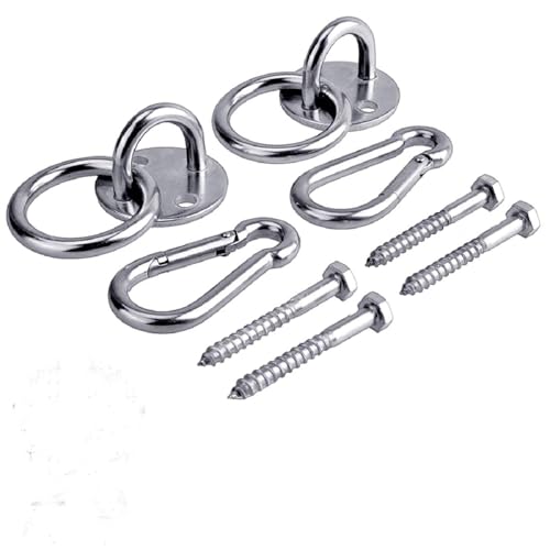 Hammock Hanging Hook Kit, Load Capacity 1400 lb, Stainless Steel Round Mount Pads, Spring Snap Hooks, Lag Screws Set for Hammock Yoga Swing Chair Punching Bag Indoor Outdoor Relaxation