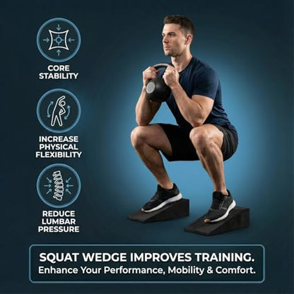Pack of 2 Squat Wedge Block for Heel Elevated Squat Weightlifting Calf Stretcher Slant Board for Mobility Balance and Strength Performance