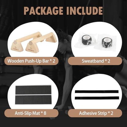Wooden Parallettes Push Up Bars, 2 PCS Wood Calisthenics Bars with Non-Slip Base, Pushup Handles for Floor Home Fitness, Workout Equipment for Men and Women Strength Training - size: 30cm