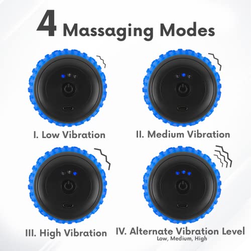 ZeenKind Vibrating Peanut Massage Ball for Plantar Fasciitis, Muscle Pain Relief with 4 Speed, Deep Tissue Therapy for Myofascial Release & Muscle Recovery, Neck Back Foot Roller Massager - color: Peanut Ball-standard Vibration